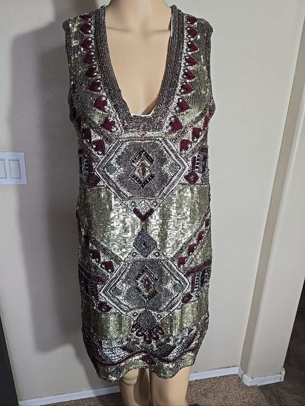 Alice + Olivia Odell Mini Dress With Dense Sequin And Art Deco Beadwork